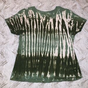 Route 66 Green and Cream Tie-Dye Short Sleeve Tee